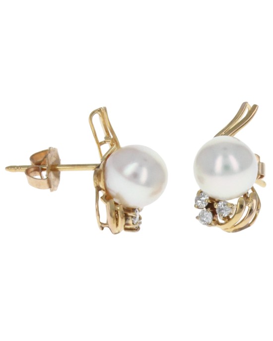 Pearl and Diamond Accent Earrings